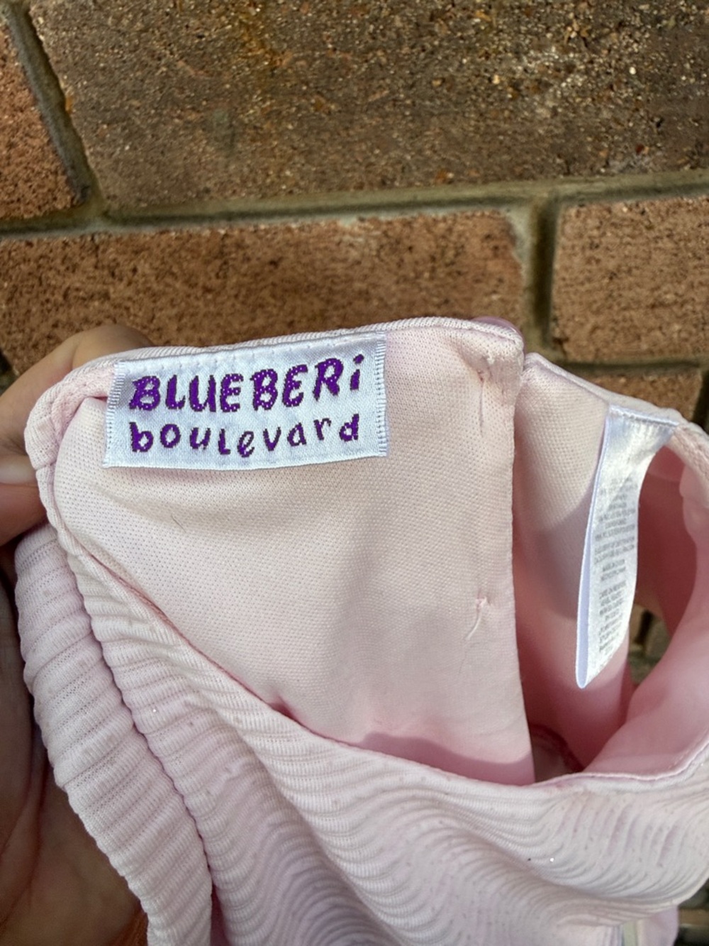 Blueberi Boulevard Pale Pink Ribbed Dress with Unicorn and Butterfly Trim Size 6 - Picture 5 of 6